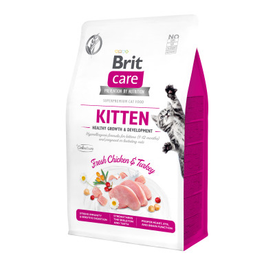 Сухий корм для кошенят Brit Care Cat GF Kitten HGrowth & Development (курка і індичка)