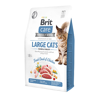 Сухий корм для котів великих порід Brit Care Cat GF Large cats Power & Vitality (курка і качка)