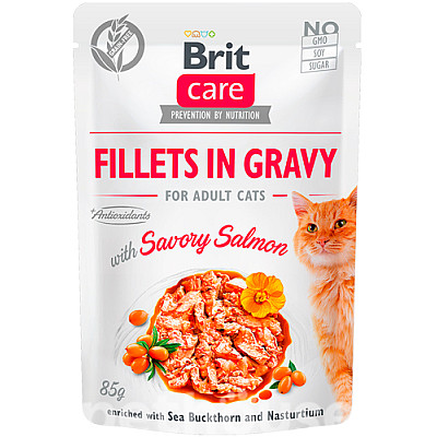 Вологий корм для котів Brit Care Cat Fillets In Gravy з лососем у соусі