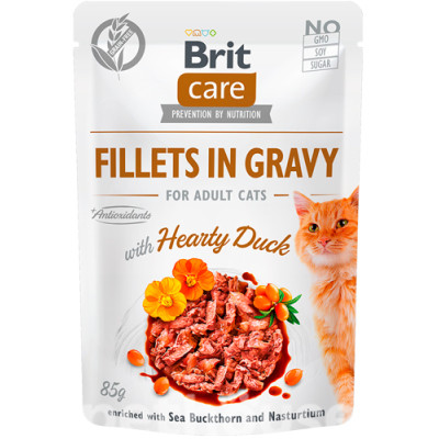 Вологий корм для котів Brit Care Cat Fillets In Gravy з качкою в соусі