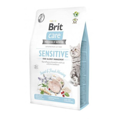 Сухий корм для котів з харчовою непереносимістю Brit Care Cat GF Insect з комахами та рибою