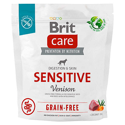 Сухий беззерновий корм з чутливим травленням Brit Care Dog Grain-free Sensitive з олениною для собак