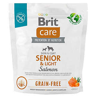 Сухий беззерновий корм для собак, що старіють Brit Care Dog Grain-free Senior & Light з лососем, 1 кг