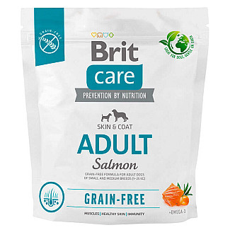 Сухий беззерновий корм для собак малих та середніх порід Brit Care Dog Grain-free Adult  з лососем, 1 кг