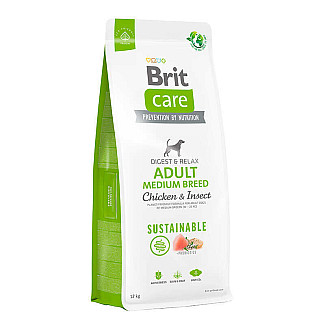 Сухий корм для дорослих собак середніх порід Brit Care Dog Sustainable Adult Medium Breed з куркою та комахами, 12 кг