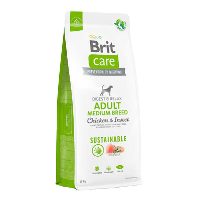 Сухий корм для дорослих собак середніх порід Brit Care Dog Sustainable Adult Medium Breed з куркою та комахами