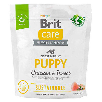 Сухий корм для цуценят Brit Care Dog Sustainable Puppy з куркою та комахами