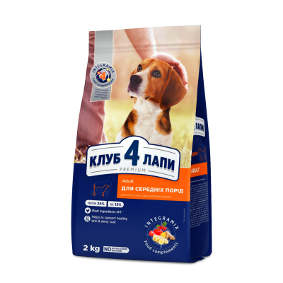 Cухой корм CLUB 4 PAWS PREMIUM Клуб 4 лапы для взрослых собак средней породы