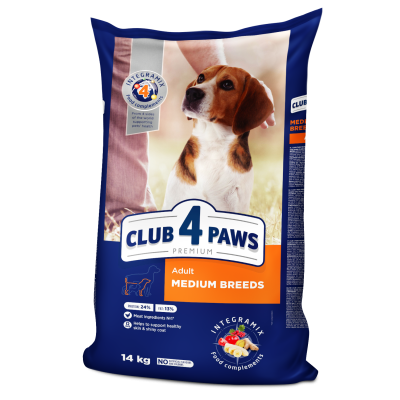Cухий корм CLUB 4 PAWS PREMIUM Клуб 4 лапи для дорослих собак СЕРЕДНІ ПОРОДИ