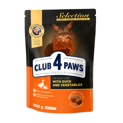 CLUB 4 PAWS PREMIUM Клуб 4 Лапи ПРЕМІУМ СЕЛЕКШН "З КАЧКОЮ ТА ОВОЧАМИ" ДЛЯ ДОРОСЛИХ КОТІВ