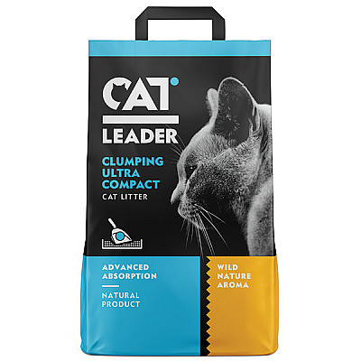 Кэт Лидер (CAT LEADER) с WILD NATURE ультра-комкующийся наполнитель в кошачий туалет