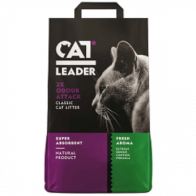 Кэт Лидер (CAT LEADER) 2xOdour Attack Fresh супер-впитывающий наполнитель в кошачий туалет