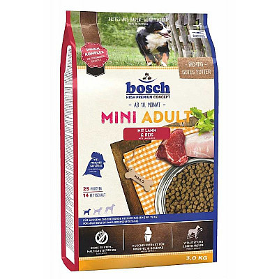 Сухий корм для собак BOSCH Adult Mini Lamb and Rice - Повнораціонний  маленьких порід