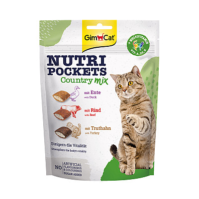 GimCat (ДжимКет) Nutri Pockets Country Mix - Ласощі Кантрі мікс з качкою, яловичиною та індичкою для котів