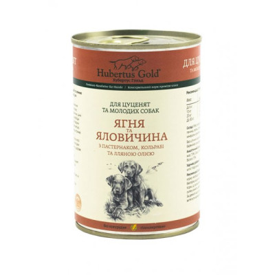 Консерви для собак Hubertus Gold (Хубертус Голд) Ягня та Яловичина з Пастернаком та Кольрабі