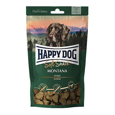 Ласощі та кісточки для собак Happy Dog SoftSnack Montana м`які закуски для собак середніх і великих порід з кониною