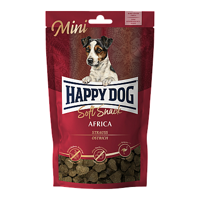 Ласощі та кісточки для собак Happy Dog SoftSnack Mini Africa м`які закуски для собак дрібних порід зі страусом і картоплею