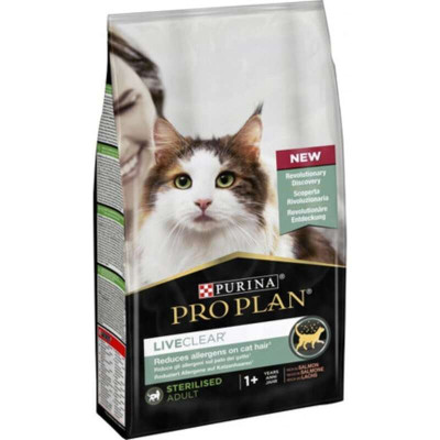 Сухой корм Pro Plan LiveClear Sterilised Salmon для стерилизованных кошек для уменьшения аллергенов на шерсти с лососем