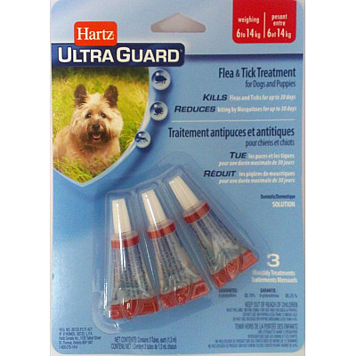  Hartz Ultra Guard Flea s Tick Drops for Dogs s Puppies 3 в 1 Капли от блох и клещей для собак от 6 до 14 кг