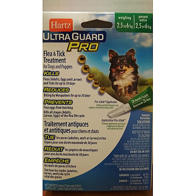 Hartz Ultra Guard PRO Flea  Tick Drops for Dogs  Puppies 5 в 1  Капли от блох, яиц, личинок, клещей и комаров для собак от 2,5 до 6 кг