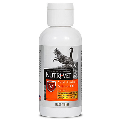 Nutri-Vet Wild Alaskan Salmon Oil НУТРИ-ВЕТ МАСЛО ДИКОГО ЛОСОСЯ жидкая витаминная добавка для шерсти котов