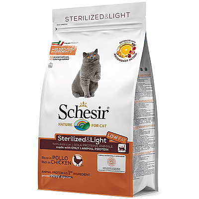 Schesir Cat Sterilized and Light ШЕЗИР СТЕРИЛІЗОВАНІ ЛАЙТ КУРИЦЯ сухий монопротеїновий корм для стерилізованих кішок