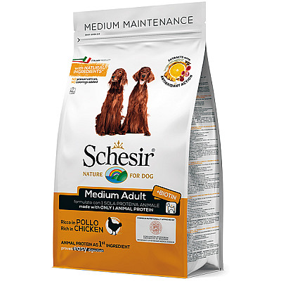 Schesir Dog Medium Adult Chicken ШЕЗИР ДОРОСЛИЙ СЕРЕДНІХ КУРИЦЯ сухий монопротеїновий корм для собак середніх порід