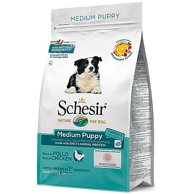 Schesir Dog Medium Puppy ШЕЗИР ЩЕНОК СРЕДНИХ КУРИЦА сухой монопротеиновый корм для щенков средних пород