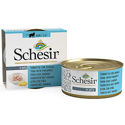Schesir Tuna Pineapple ШЕЗИР ТУНЕЦ С АНАНАСОМ натуральные консервы для кошек, влажный корм тунец с ананасом в желе