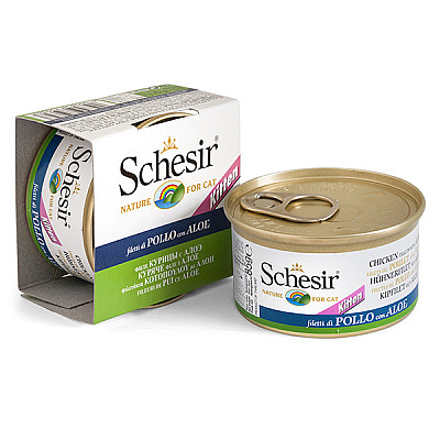 Schesir КУРИЦА С АЛОЭ (Chicken Aloe Kitten) влажный корм консервы для котят, банка