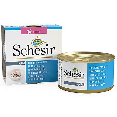Schesir ТУНЕЦ С АЛОЭ (Tuna Aloe Kitten) влажный корм консервы для котят, банка