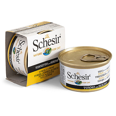 Schesir ТУНЕЦ С СУРИМИ (Cat Tuna Surimi) влажный корм консервы для кошек, банка