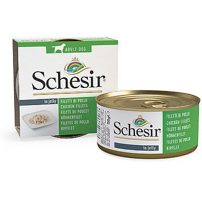 Schesir Chicken Fillets ШЕЗИР ФІЛЕ КУРКИ в желе натуральні консерви для собак, вологий корм, банка