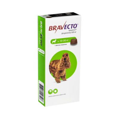 Жувальна таблетка для собак Bravecto Бравекто від бліх та кліщів 1 таб