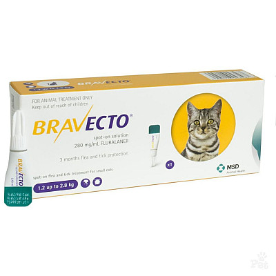 Bravecto Бравекто капли от блох и клещей для котов от 1,2 до 2,8 кг