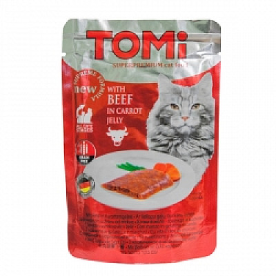 TOMi BEEF in carrot jelly ТОМИ ГОВЯДИНА В МОРКОВНОМ ЖЕЛЕ суперпремиум влажный корм, консервы для кошек, пауч