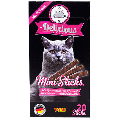 TOMi Delicious Mini Sticks Liver Sausage ТОМИ ДИЛИШЕС ЛИВЕРНАЯ КОЛБАСА лакомство для котов