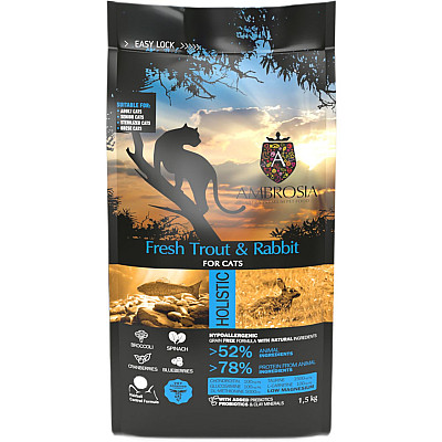 Сухий корм для дорослих котів Ambrosia Grain Free Cat Fresh Trout & Rabbit зі свіжою фореллю та кроликом