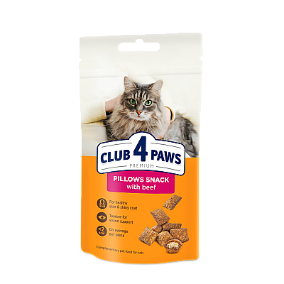 Премиум подушечки для взрослых кошек CLUB 4 PAWS с говядиной