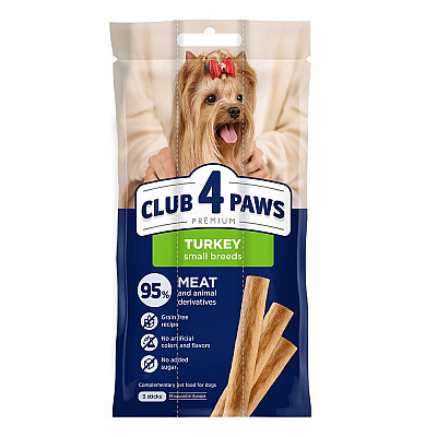 М’ясна паличка Преміум для дорослих собак малих порід CLUB 4 PAWS з індичкою