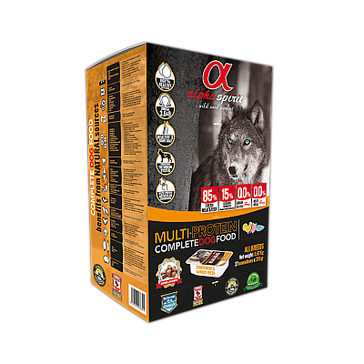 Повнораційний збалансований беззерновий напіввологий корм Alpha Spirit Multiprotein для собак