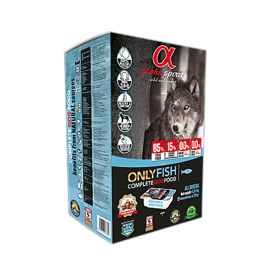Повнораційний збалансований беззерновий напіввологий корм Alpha Spirit Only Fish для собак