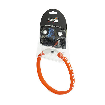 Ошейник AnimAll LED красный с подзарядкой USB 40 см