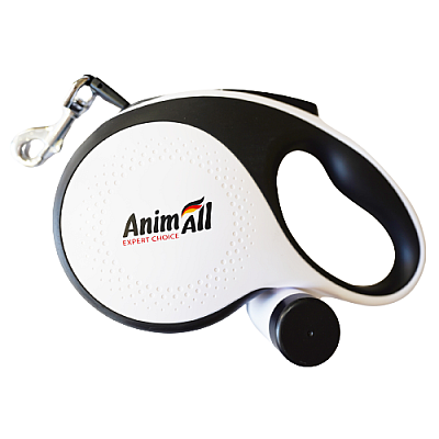 Рулетка-поводок AnimAll с диспенсером до 50 кг/5 метров белая