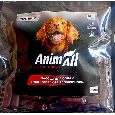 Лакомство для собак AnimAll PLATINUM мини колбаски с говядиной
