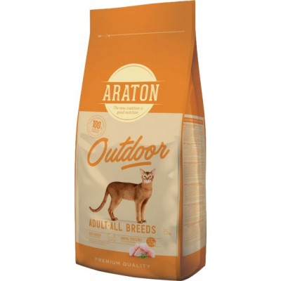 Полноценный сухой корм с курицей и индейкой для взрослых кошек ARATON OUTDOOR Adult All Breeds