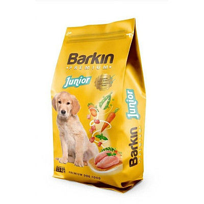Повнораціонний сухий корм для цуценят та юніорів всіх порід BARKIN з Індичкою