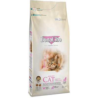Сухий корм для стерилізованих котів BonaCibo Adult Cat Light&Sterilized з мясом курки, анчоусами і рисом