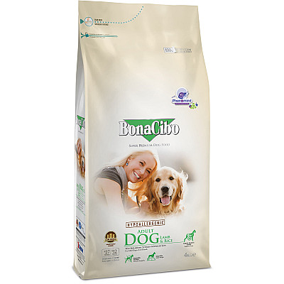 Сухий корм для дорослих собак всіх порід BonaCibo ADULT DOG з м`ясом ягняти та рисом