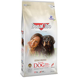 Сухий корм для дорослих активних собак всіх порід BonaCibo Adult Dog HIGH ENERGY з м`ясом курки, анчоусами та рисом, 15 кг